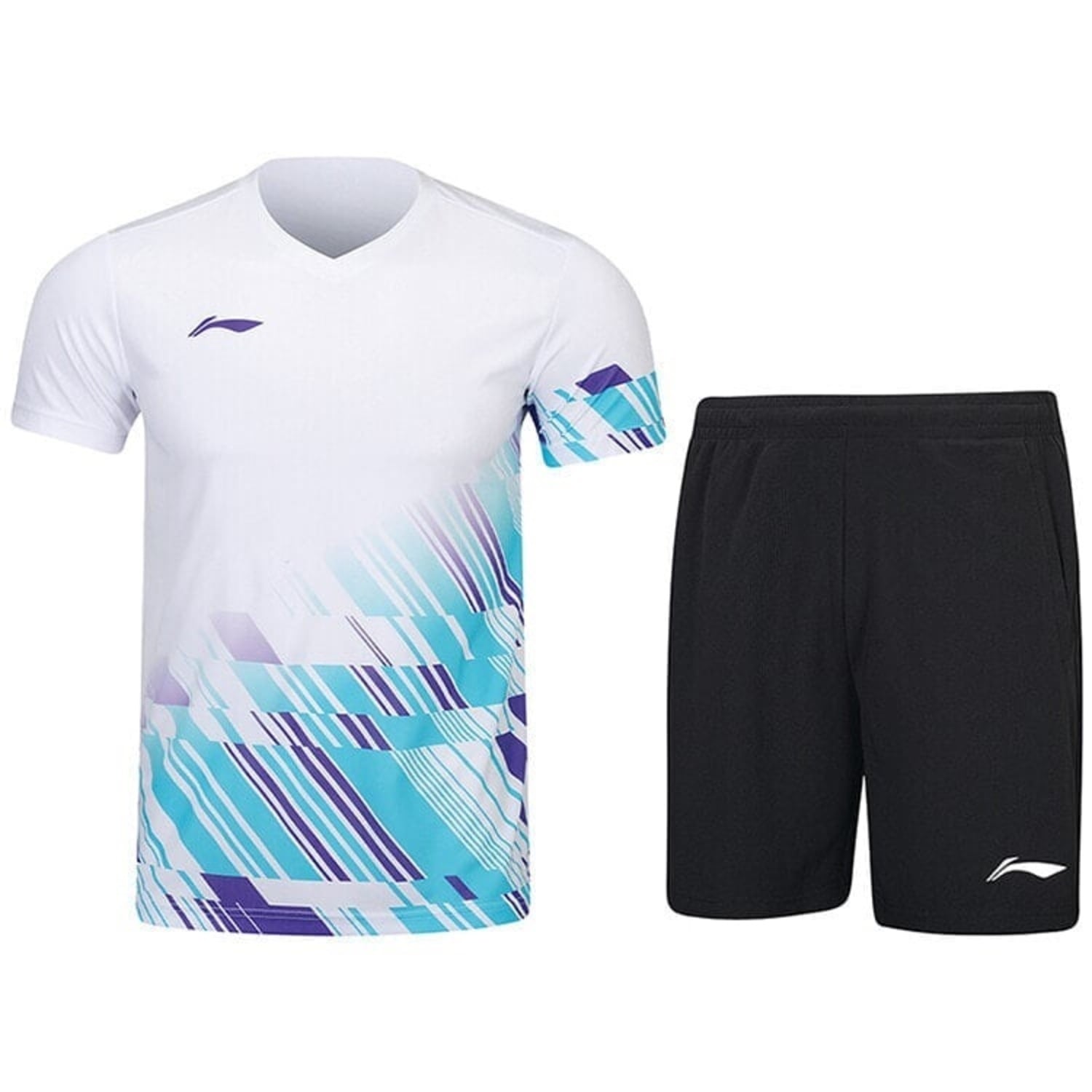 Li-Ning Unisex Shorts and T-Shirt Set - Black and White