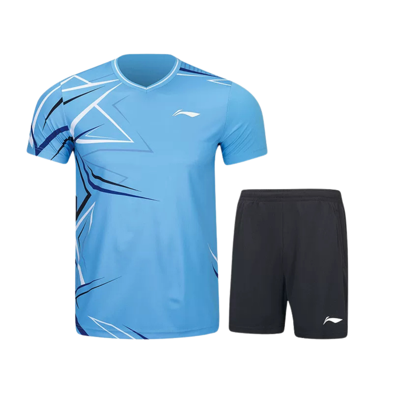 Li-Ning Youth Badminton Blue T-Shirt and Black Shorts Set