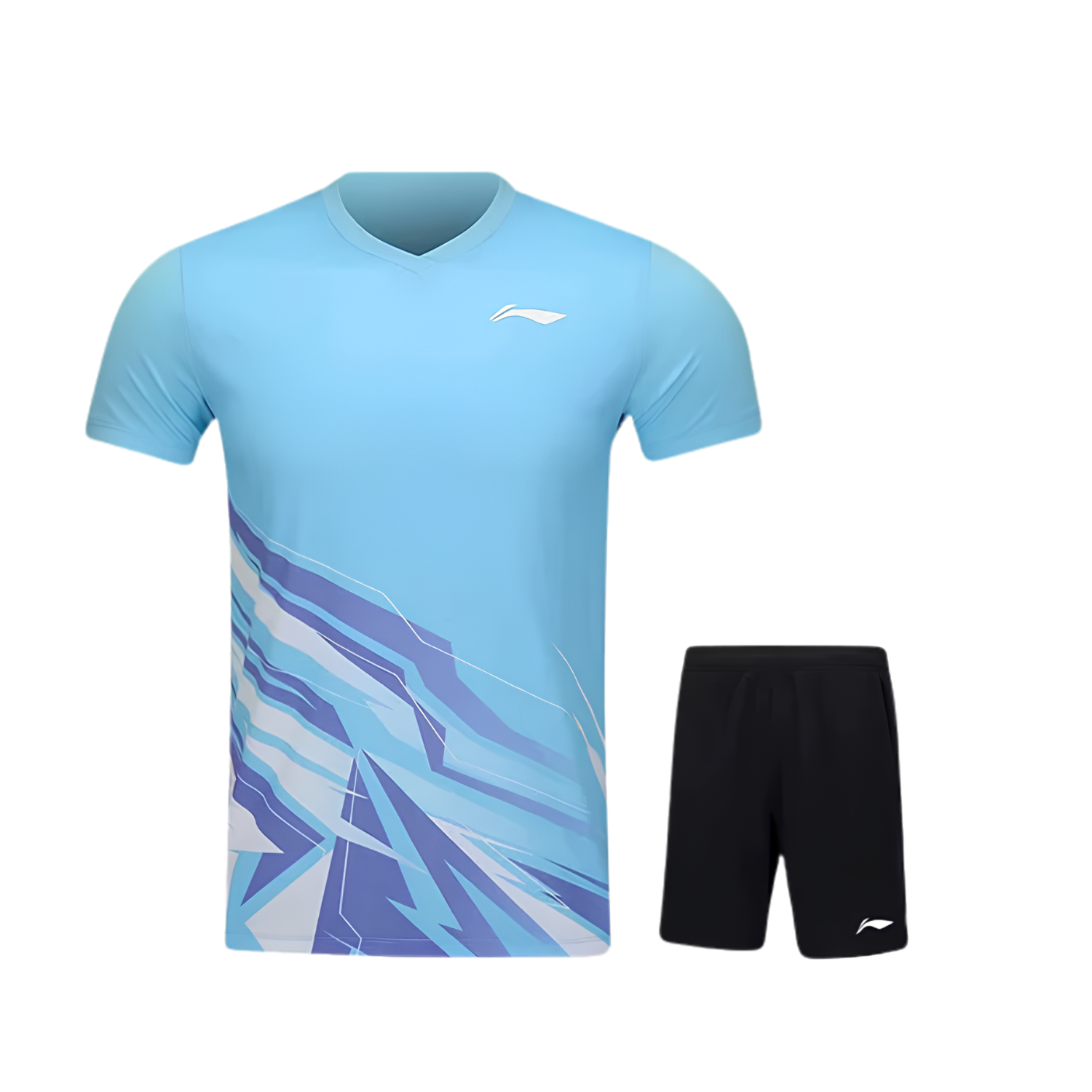 Li-Ning Mans Game Top and Short Set in Light Blue
