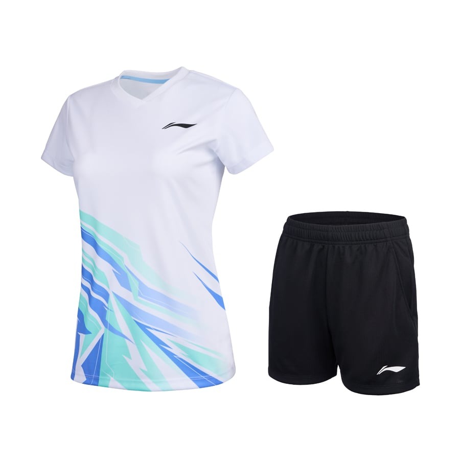 Li-Ning Women's Game Shorts and T-Shirt Set - Black and White