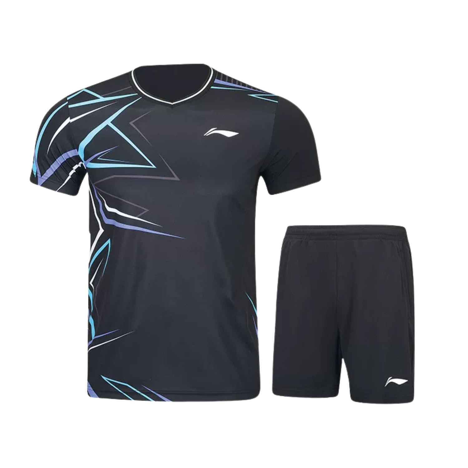 Li-Ning Youth Badminton T-Shirt and Shorts Set in Black