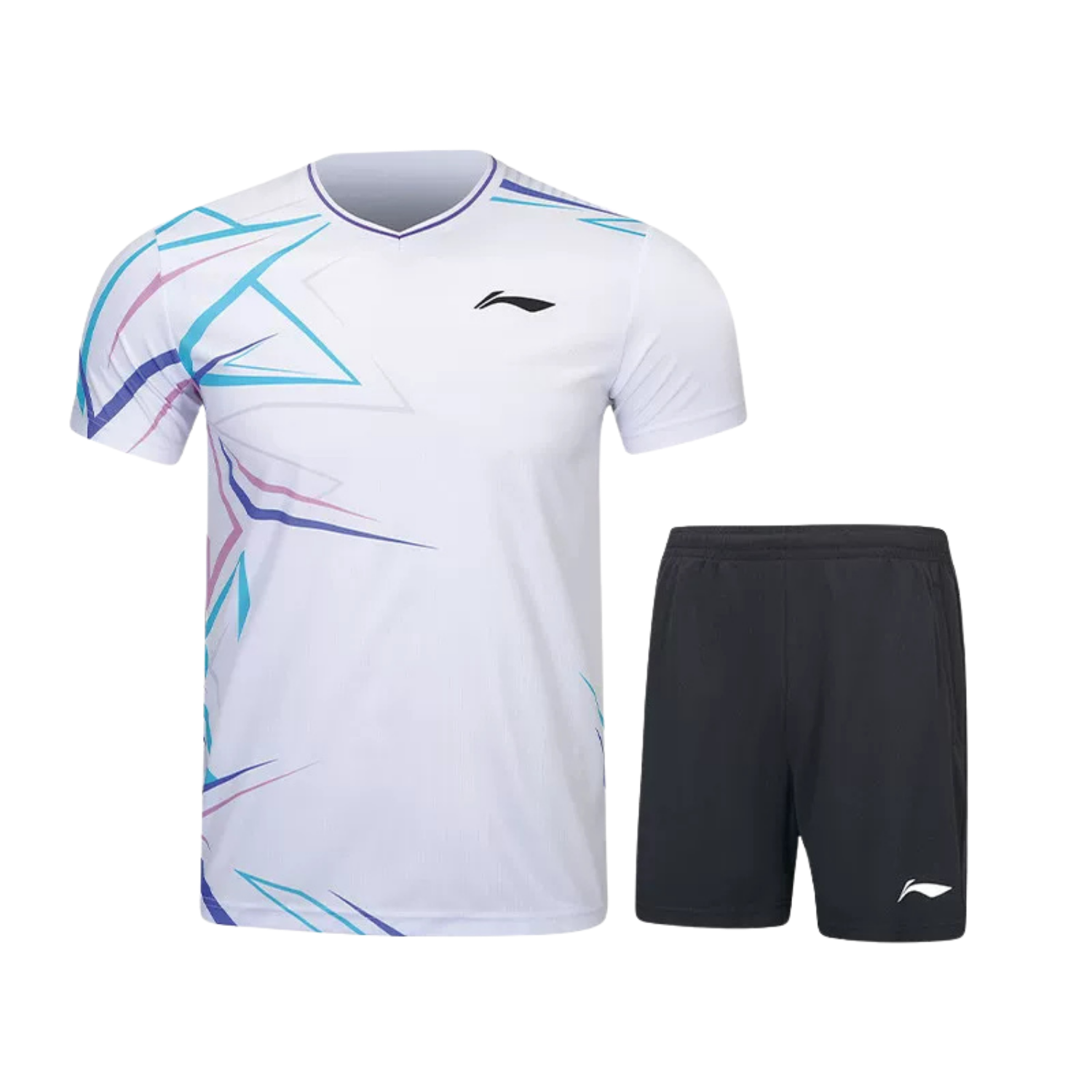 Li-Ning Youth Badminton White T-Shirt and Black Shorts Set