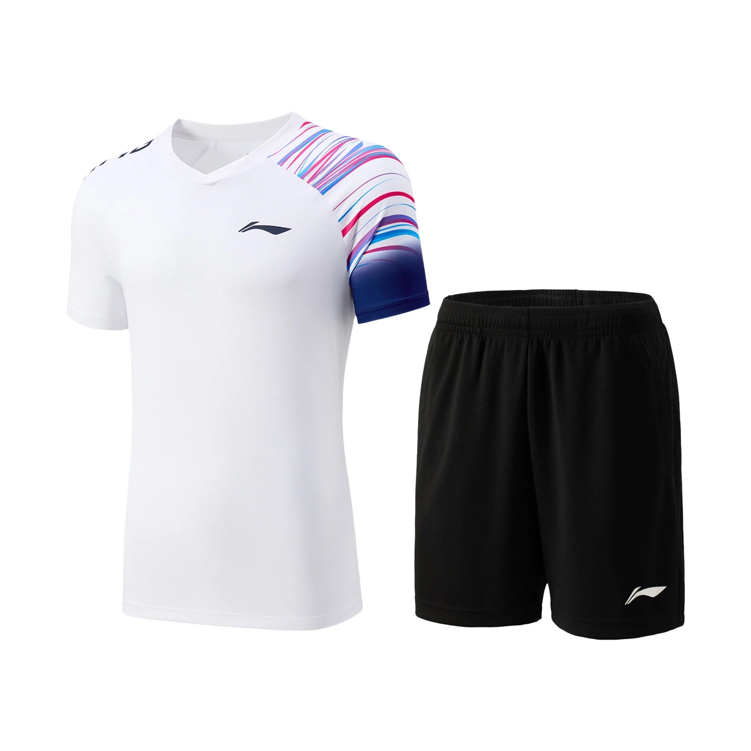 Li-Ning Unisex Black Shorts and White T-Shirt - AATV045-2